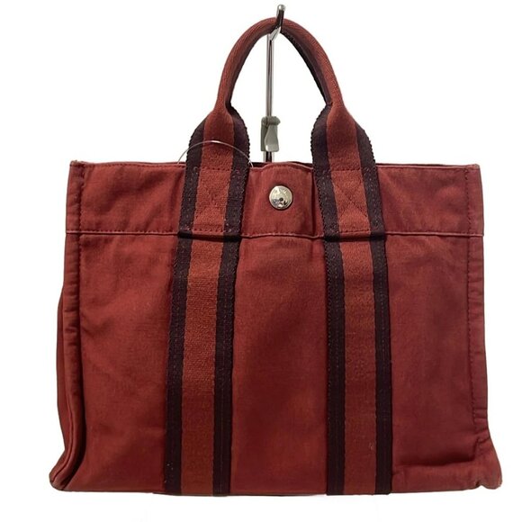 Auth HERMES Fourre Tout Tote PM - Bordeaux Canvas None Tote Bag - Picture 10 of 11